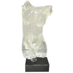 Life Size Acrylic / Lucite Nude Torso Sculpture In The Manner Of Frederick Hart