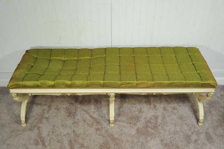 Carved Wood Hollywood Regency / French Neoclassical Triple X Form Curule Bench 3