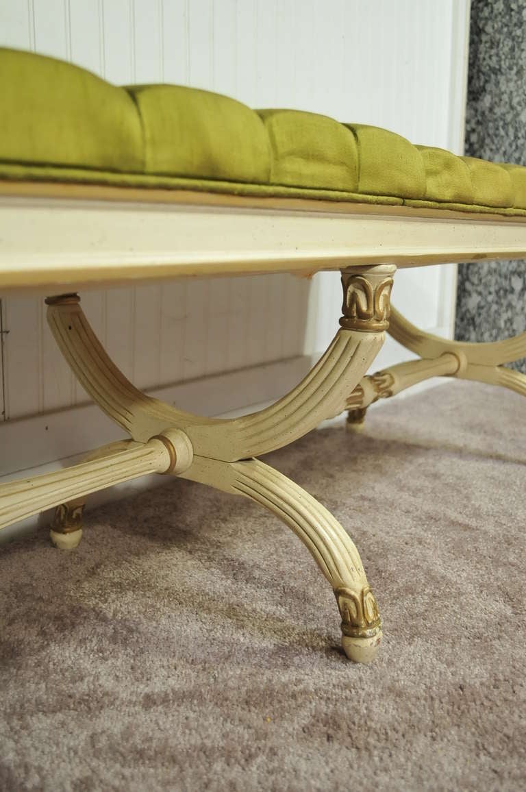 American Carved Wood Hollywood Regency / French Neoclassical Triple X Form Curule Bench