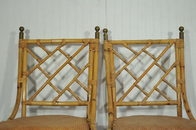 American 4 Real not Faux Bamboo 1940's Chinese Chippendale Chairs - Hollywood Regency