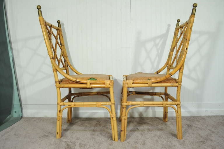 20th Century 4 Real not Faux Bamboo 1940's Chinese Chippendale Chairs - Hollywood Regency
