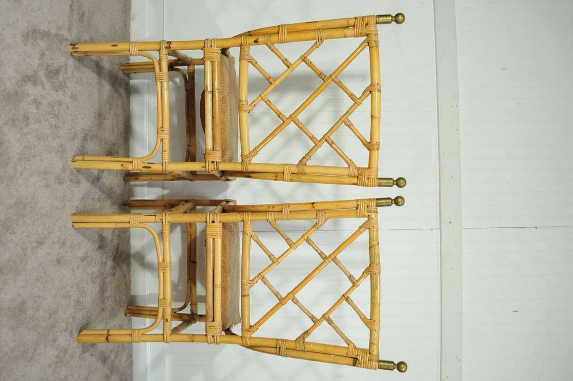 4 Real not Faux Bamboo 1940's Chinese Chippendale Chairs - Hollywood Regency 1