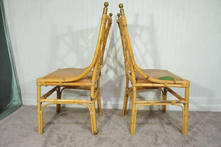 4 Real not Faux Bamboo 1940's Chinese Chippendale Chairs - Hollywood Regency 2