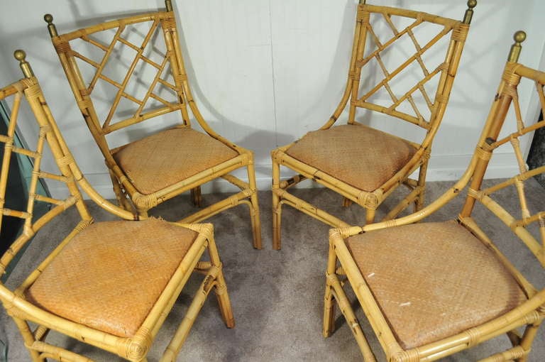 4 Real not Faux Bamboo 1940's Chinese Chippendale Chairs - Hollywood Regency 3