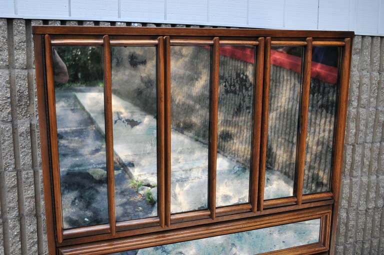 Mid Century Modern Antiqued Mirror Gentleman's Tall Chest Dresser - Danish Style
