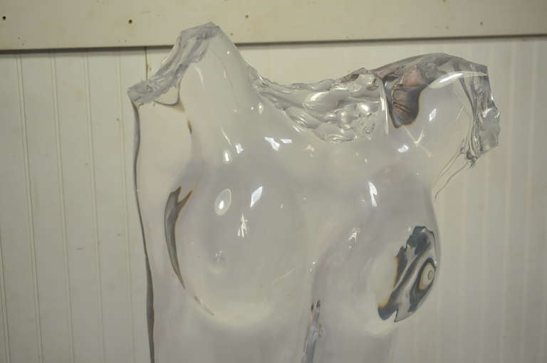 Mid-Century Modern Life Size Acrylic / Lucite Nude Torso Sculpture In The Manner Of Frederick Hart