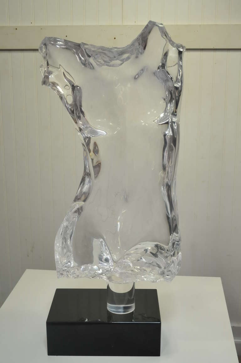 Life Size Acrylic / Lucite Nude Torso Sculpture In The Manner Of Frederick Hart 3