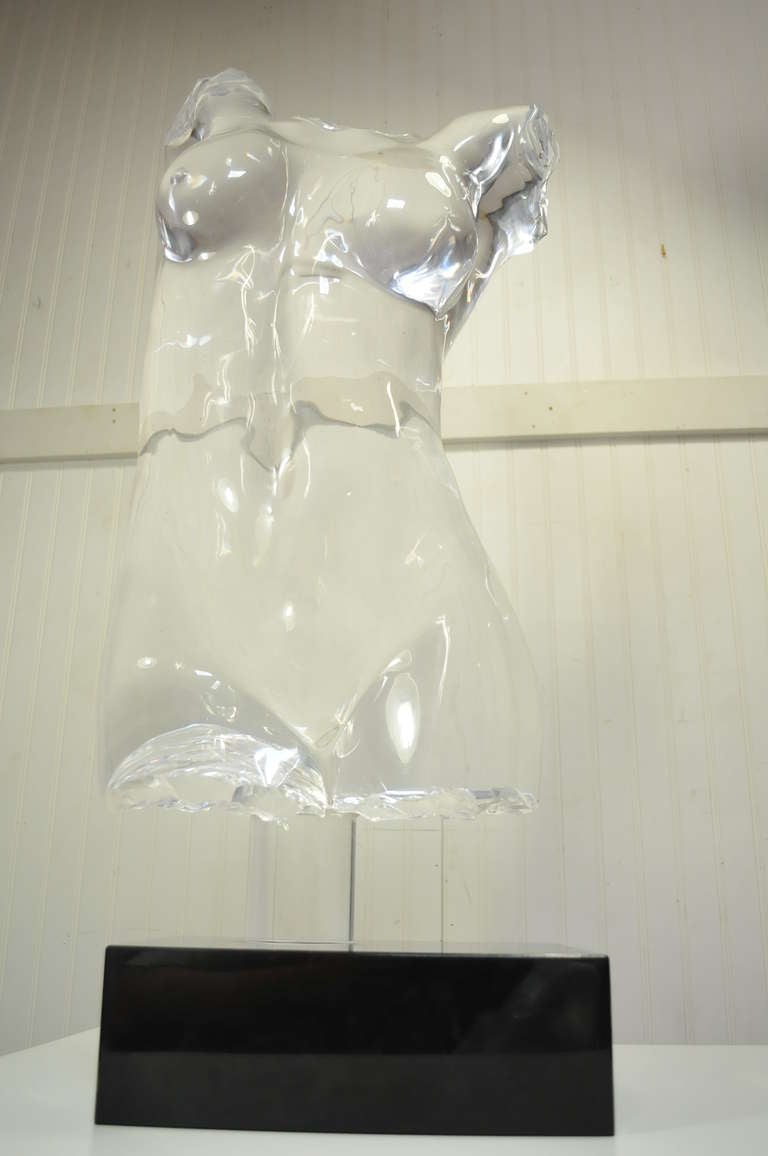 Life Size Acrylic / Lucite Nude Torso Sculpture In The Manner Of Frederick Hart 2