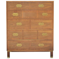 Baker Milling Road Banded Front Campaign Style Tall Chest of Drawers - Dresser 12