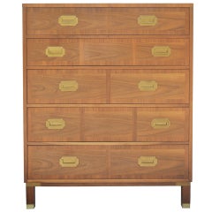 Baker Milling Road Banded Front Campaign Style Tall Chest of Drawers - Dresser