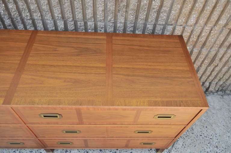 Baker Milling Road Banded Front Campaign Style Credenza Chest - Dresser In Good Condition In Philadelphia, PA