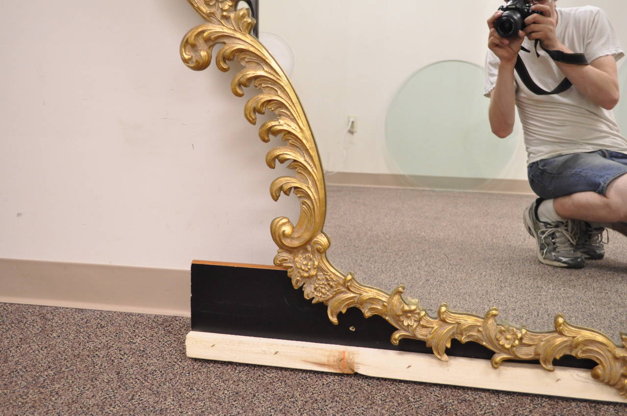 Stunning French Rococo Style Giltwood and Gesso Acanthus Sofa or Wall Mirror In Good Condition In Philadelphia, PA