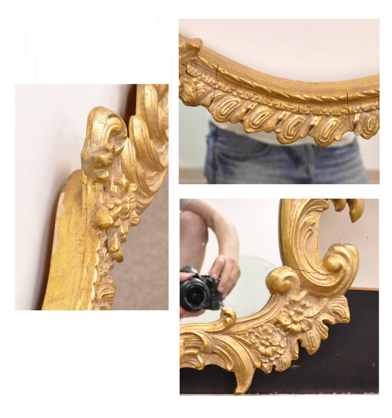 Stunning French Rococo Style Giltwood and Gesso Acanthus Sofa or Wall Mirror 5
