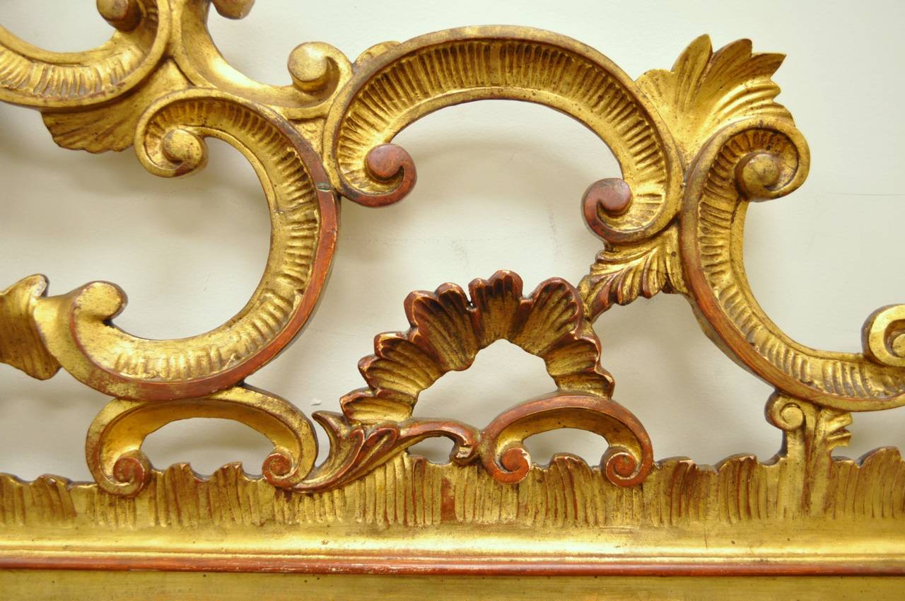 Italian Carved Hollywood Regency French Rococo Style Giltwood King-Sized Headboard