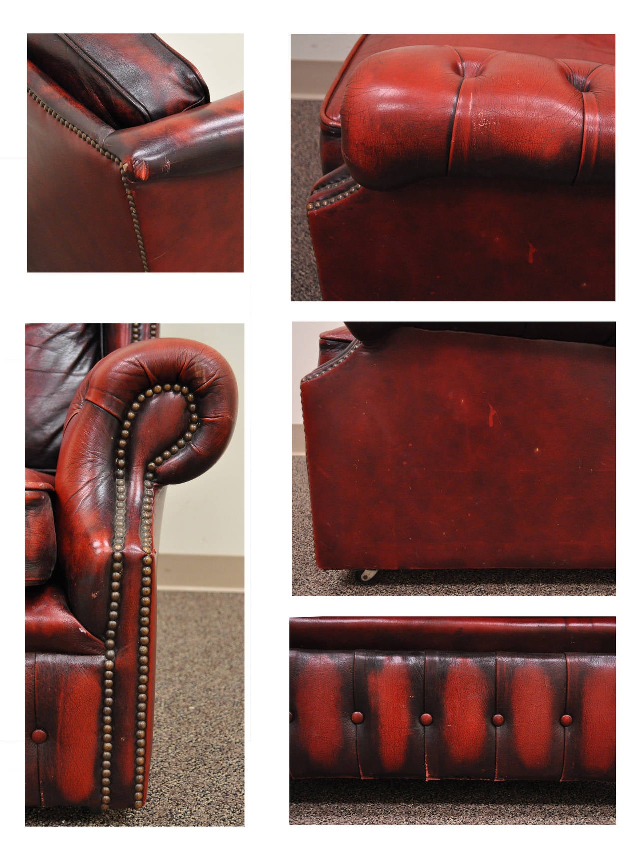 leather rolled arm chair