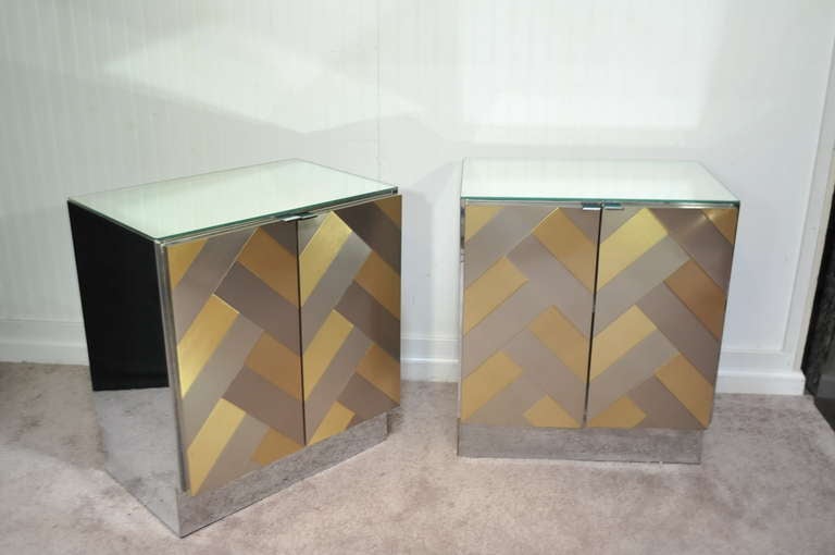 Pair of Chevron Bedside Cabinets by Ello in the Manner of Paul Evans 3