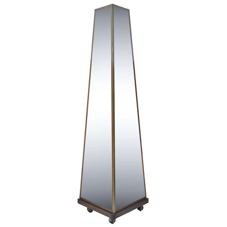 Bronze and Glass Pyramid Triple Dressing Mirror on Casters after Maison Jansen For Sale at 1stdibs