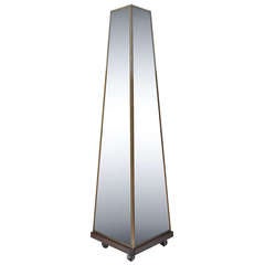 Bronze and Glass Pyramid Triple Dressing Mirror on Casters after Maison Jansen 5