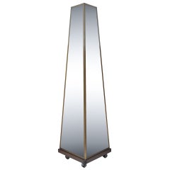 Bronze & Glass 70" Maison Jansen Style Pyramid Tall Triple Dressing Floor Mirror