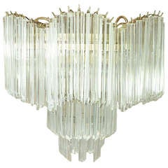 Mid Century Modern Wavy Form Venini Murano Glass Chandelier Light Fixture