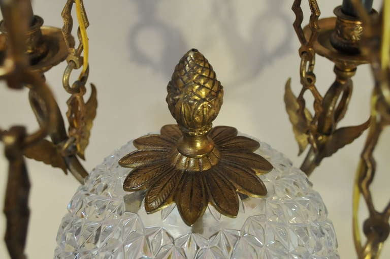 Figural Brass Swans & Crystal Ball French Empire / Regency Style Chandelier 2