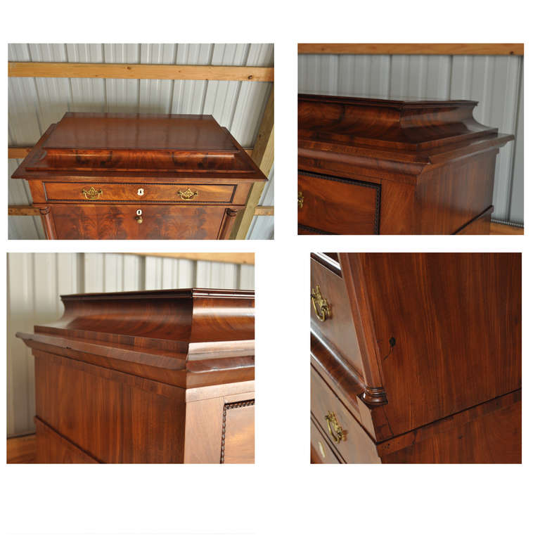 French Empire Flame Mahogany Drop Front Secretaire Abattant Secretary Desk For Sale 4