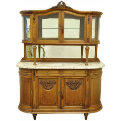 French Louis XVI Style Marble-Top Sideboard or Curio Cabinet, circa 1900