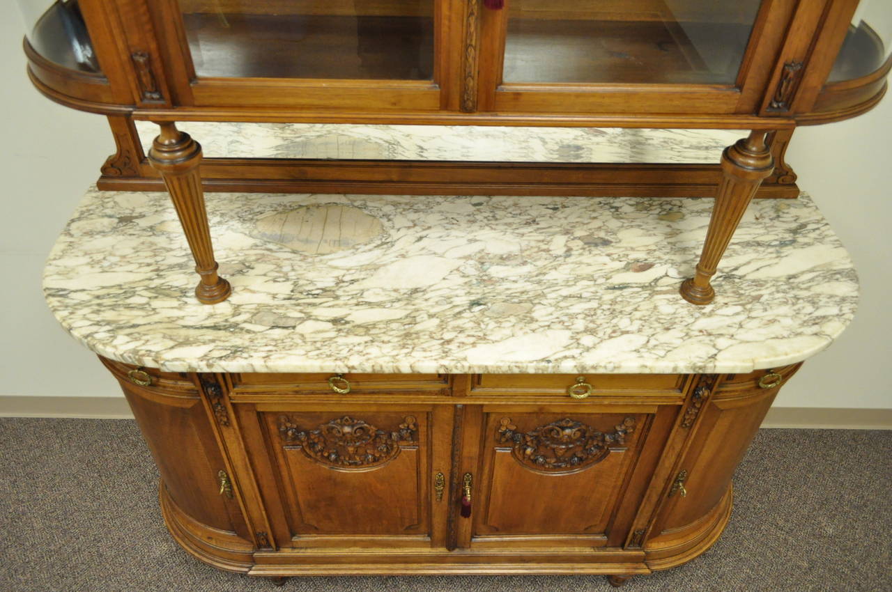 French Louis XVI Style Marble-Top Sideboard or Curio Cabinet, circa 1900 In Excellent Condition In Philadelphia, PA
