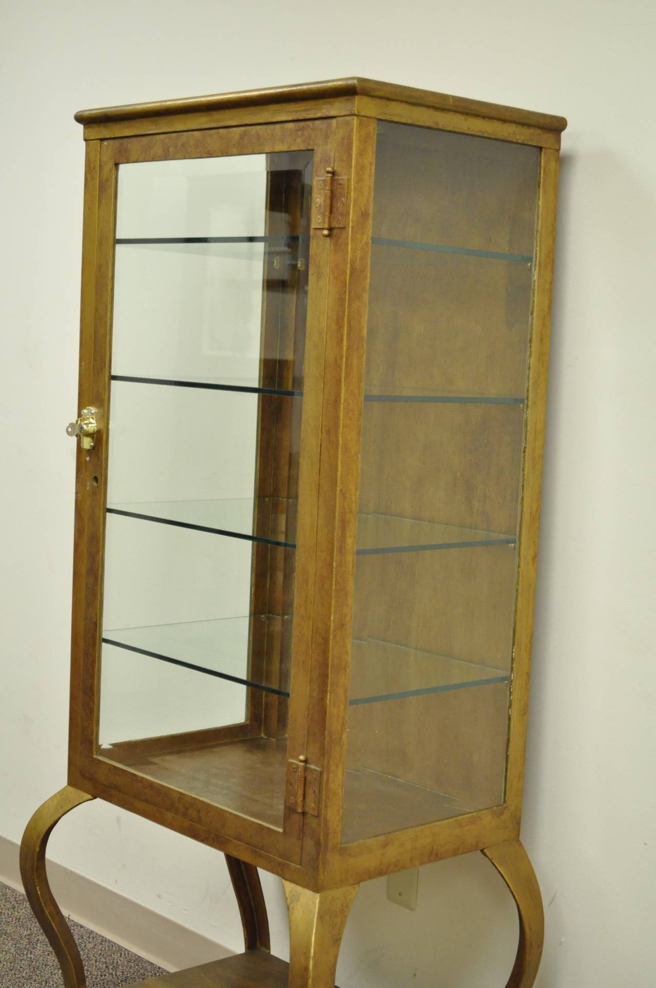 Early 1900's Painted Metal Steel & Beveled Glass Medical or Bathroom Cabinet In Good Condition In Philadelphia, PA