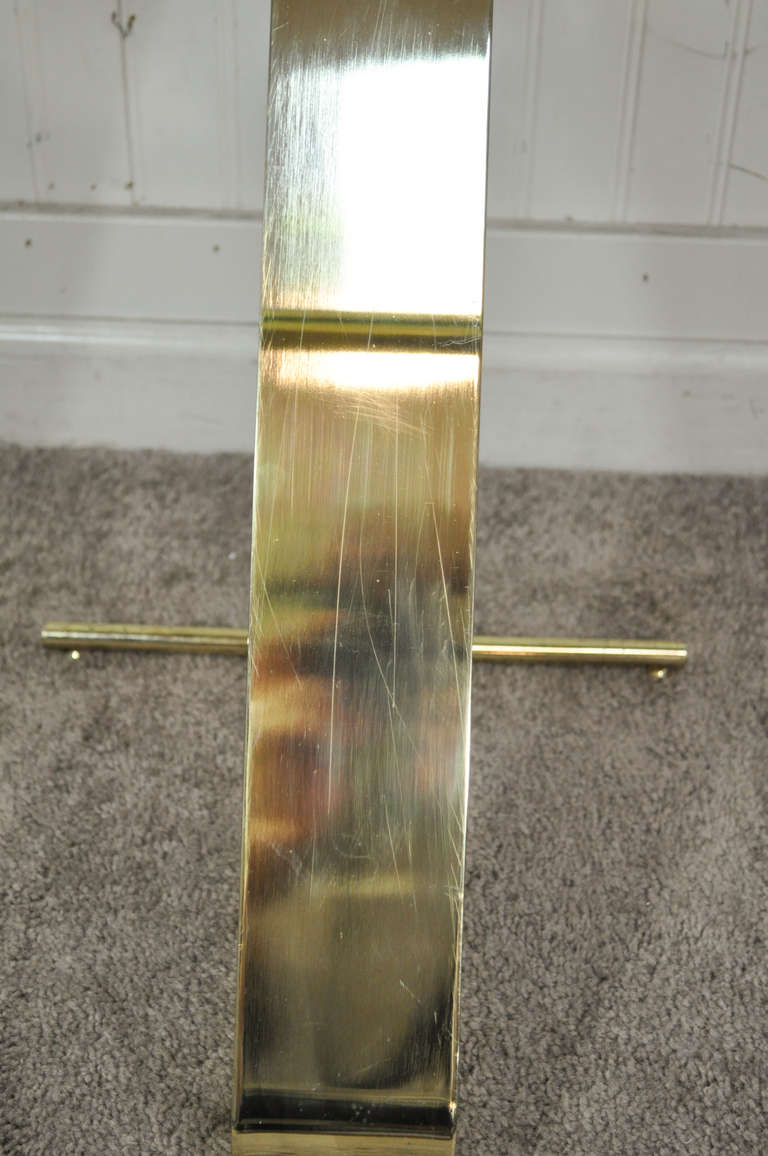 Vintage Mid-Century Modern, Brass and Glass Z Form Side Table 3