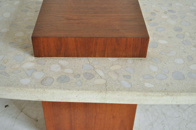 Mid-20th Century Mid-Century Modern Terrazzo Walnut Surfboard Coffee Table after Harvey Probber