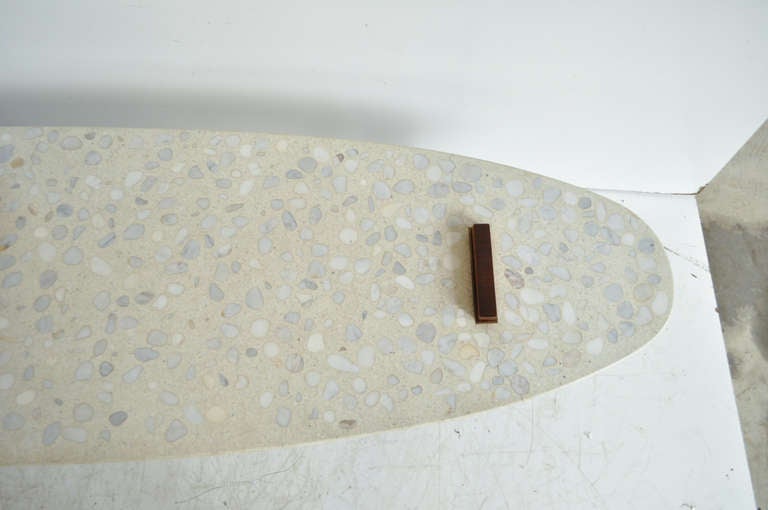 Mid-Century Modern Terrazzo Walnut Surfboard Coffee Table after Harvey Probber 1