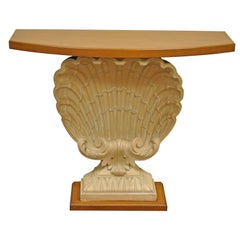 Plaster Shell Form Console Hall Table Attributed to Grosfeld House, Circa 1940s