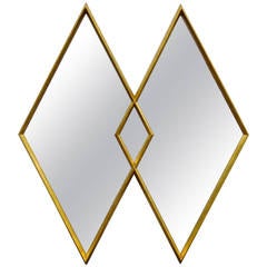 Interlocking Diamond Gold Leaf Deep Frame Wall Mirror Attributed to Labarge