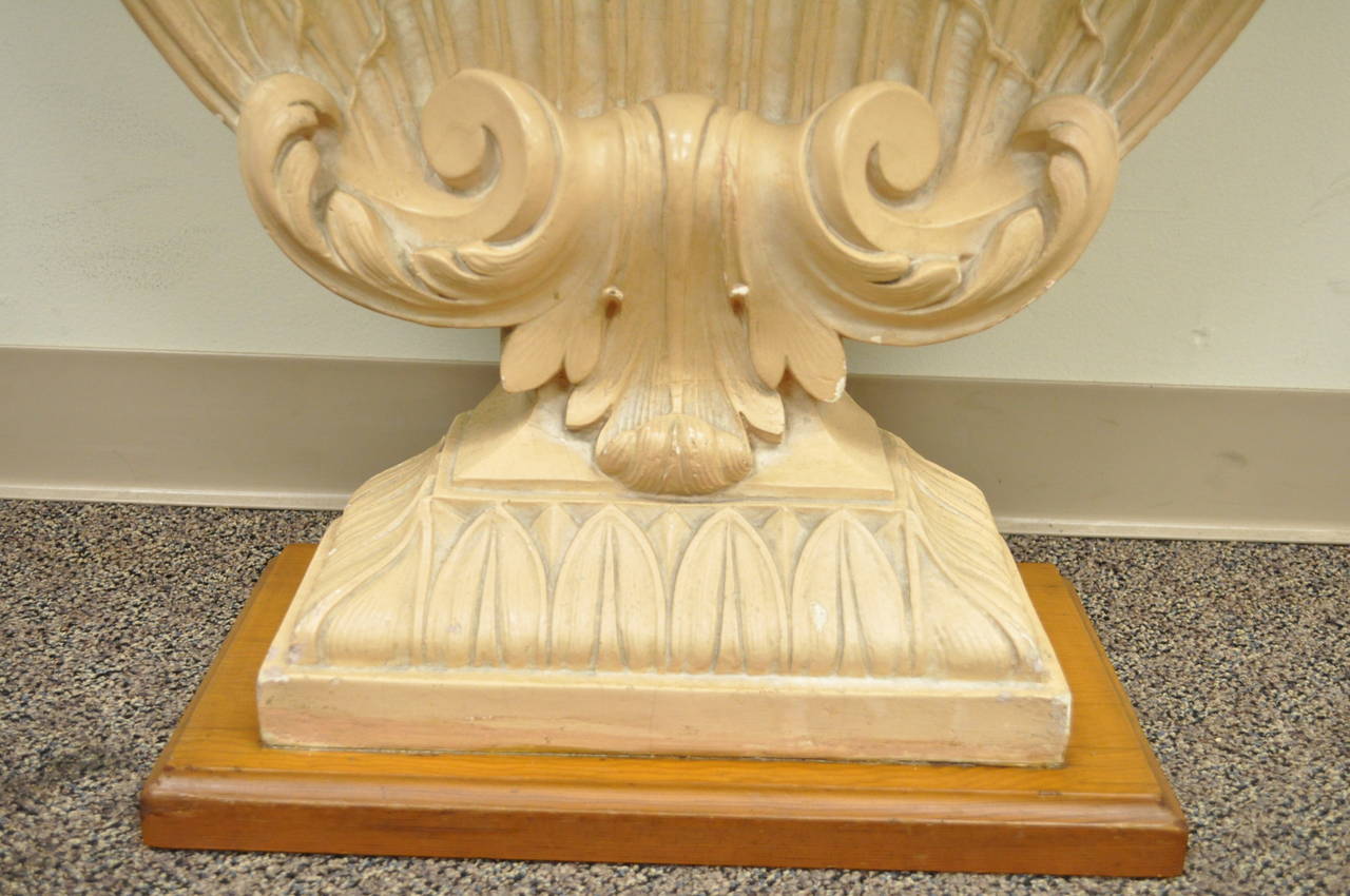 Carved Plaster Shell Form Console Hall Table Attributed to Grosfeld House, Circa 1940s