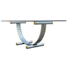 Mid-Century Modern Chrome and Brass Romeo Rega Dining Table