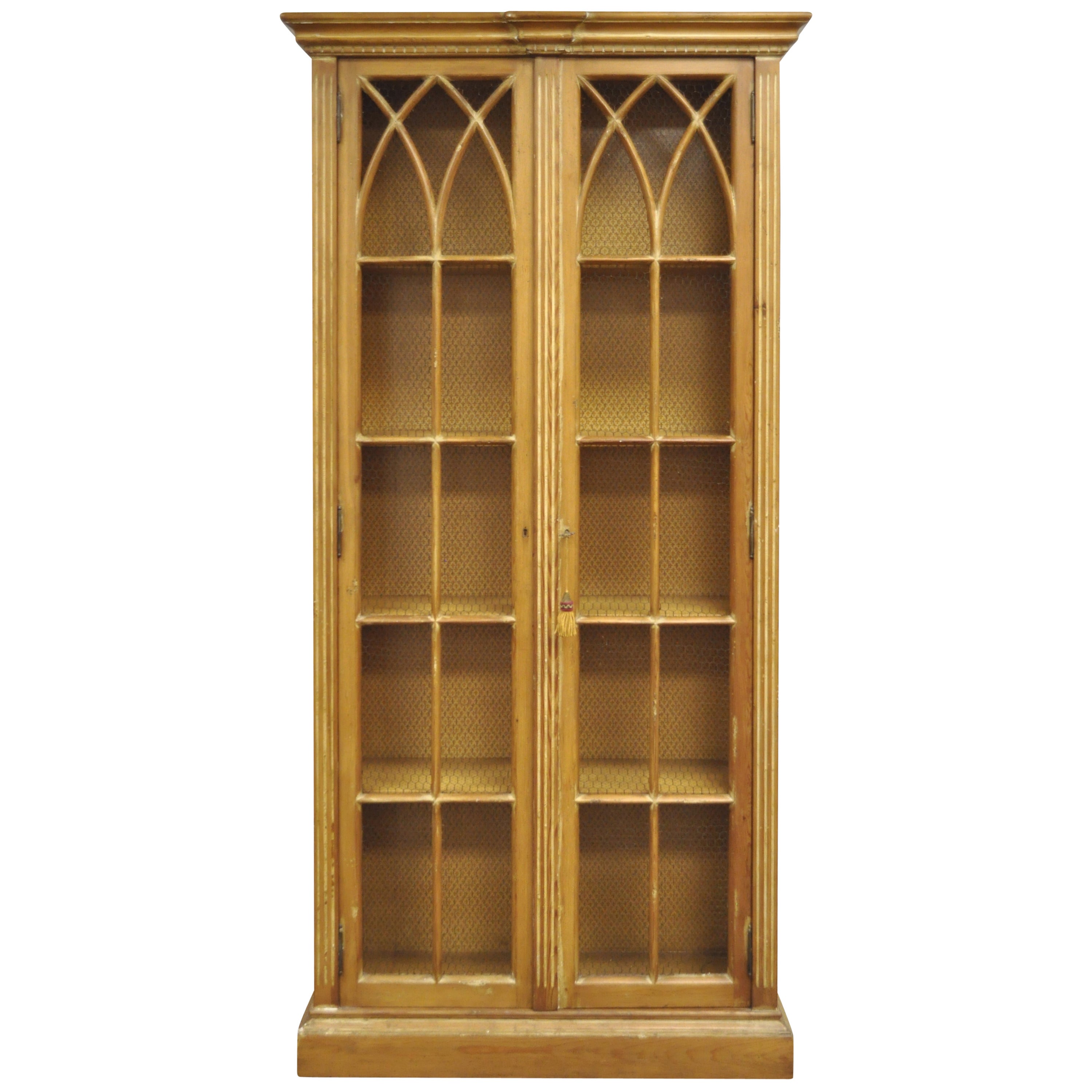Antiqued and Distress Finished Italian Bookcase in the Mission or Gothic Style