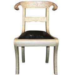 Decorative Metal Veneered Rams Head Regency Style Side Chair