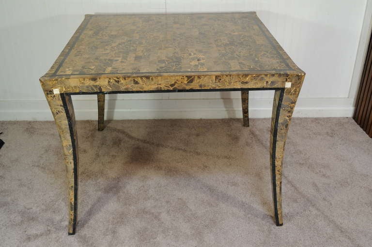 Maitland Smith Tessellated Stone Klismos Dining / Game Table Neoclassical Style 5