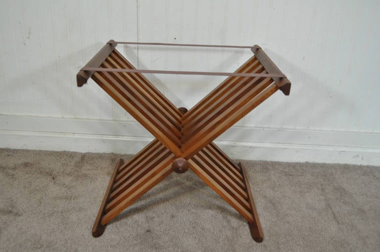 Mid-20th Century Drexel Stewart MacDougall Campaign Style Walnut Folding Tray Serving Side Table