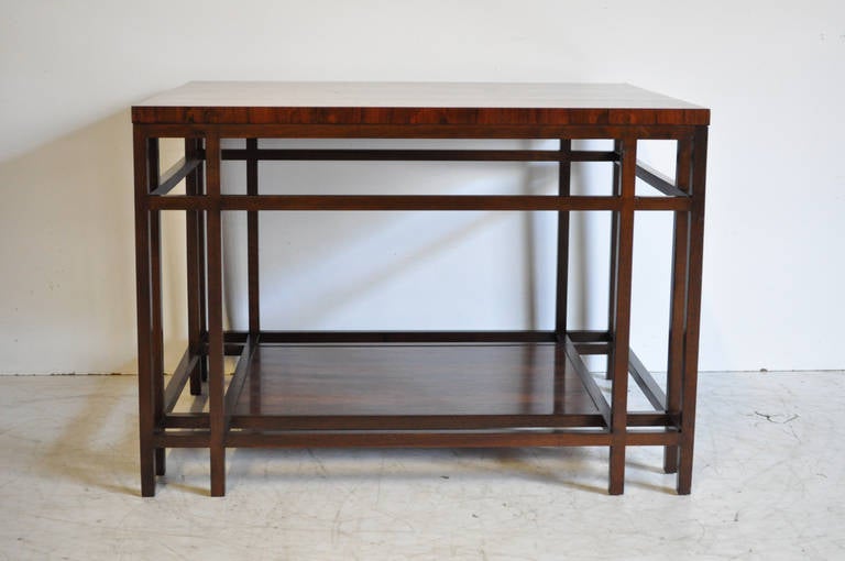 Mid-Century Modern Rosewood and Walnut Side Table by Baker Furniture Far East Collection