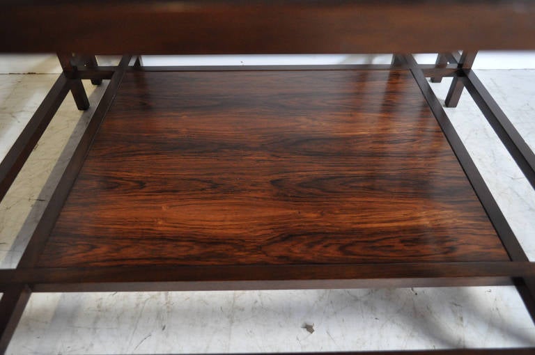 Rosewood and Walnut Side Table by Baker Furniture Far East Collection In Good Condition In Philadelphia, PA