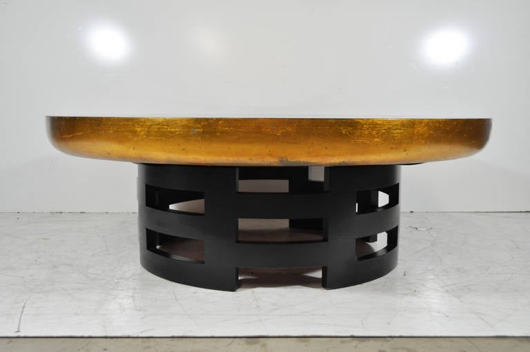 Mid-20th Century Muller and Barringer for Kittinger Gold Leaf Lotus Coffee Table