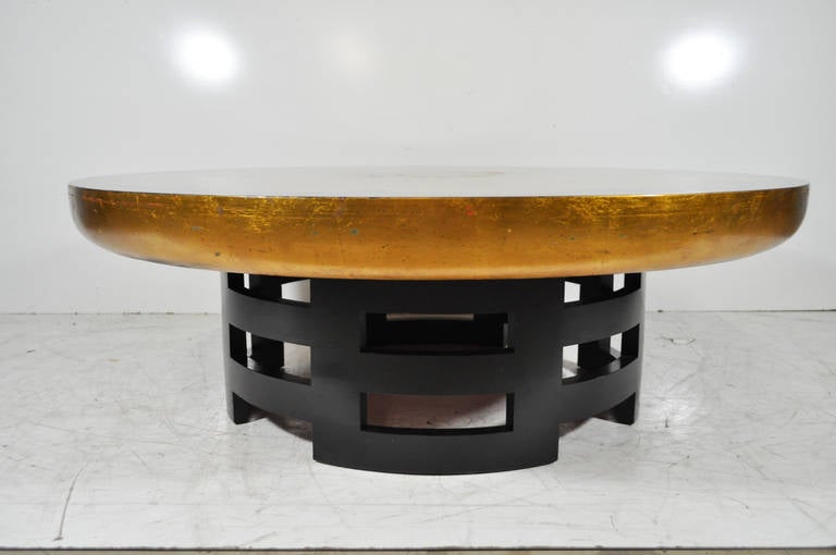 Mid-Century Modern Muller and Barringer for Kittinger Gold Leaf Lotus Coffee Table