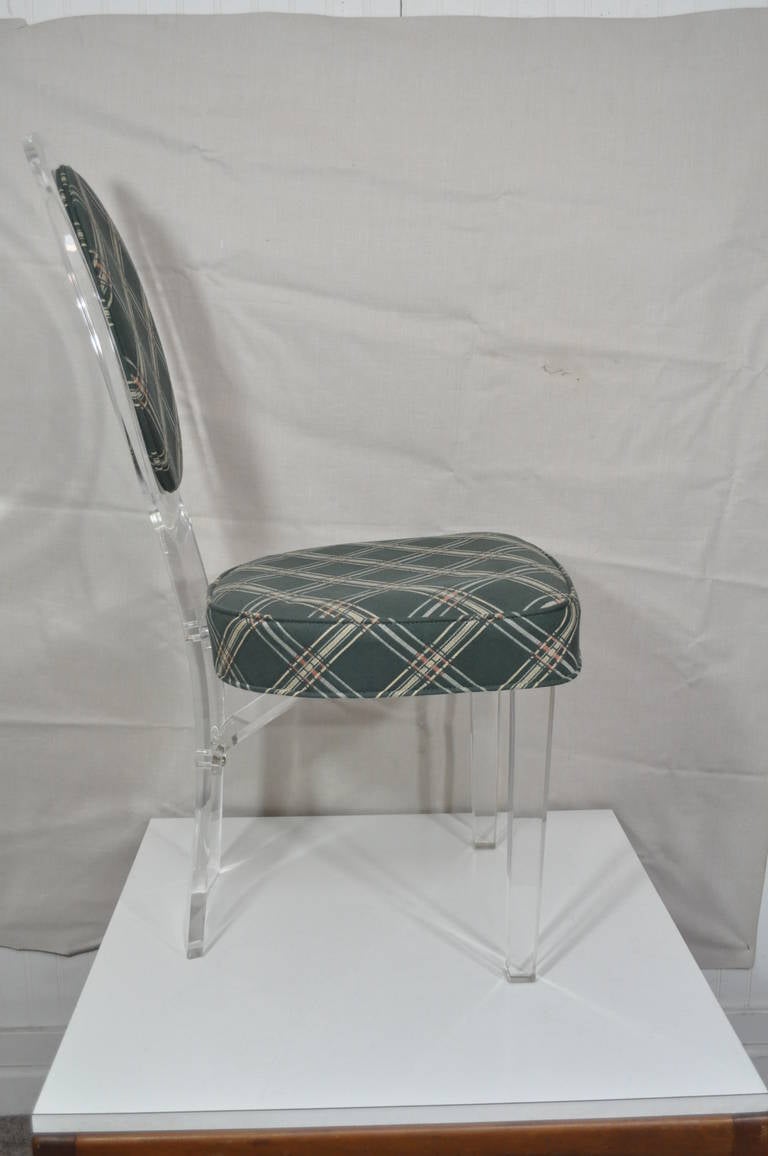 Late 20th Century Oval Back Lucite Vanity Chair Attributed to Charles Hollis Jones for Hill Mfg