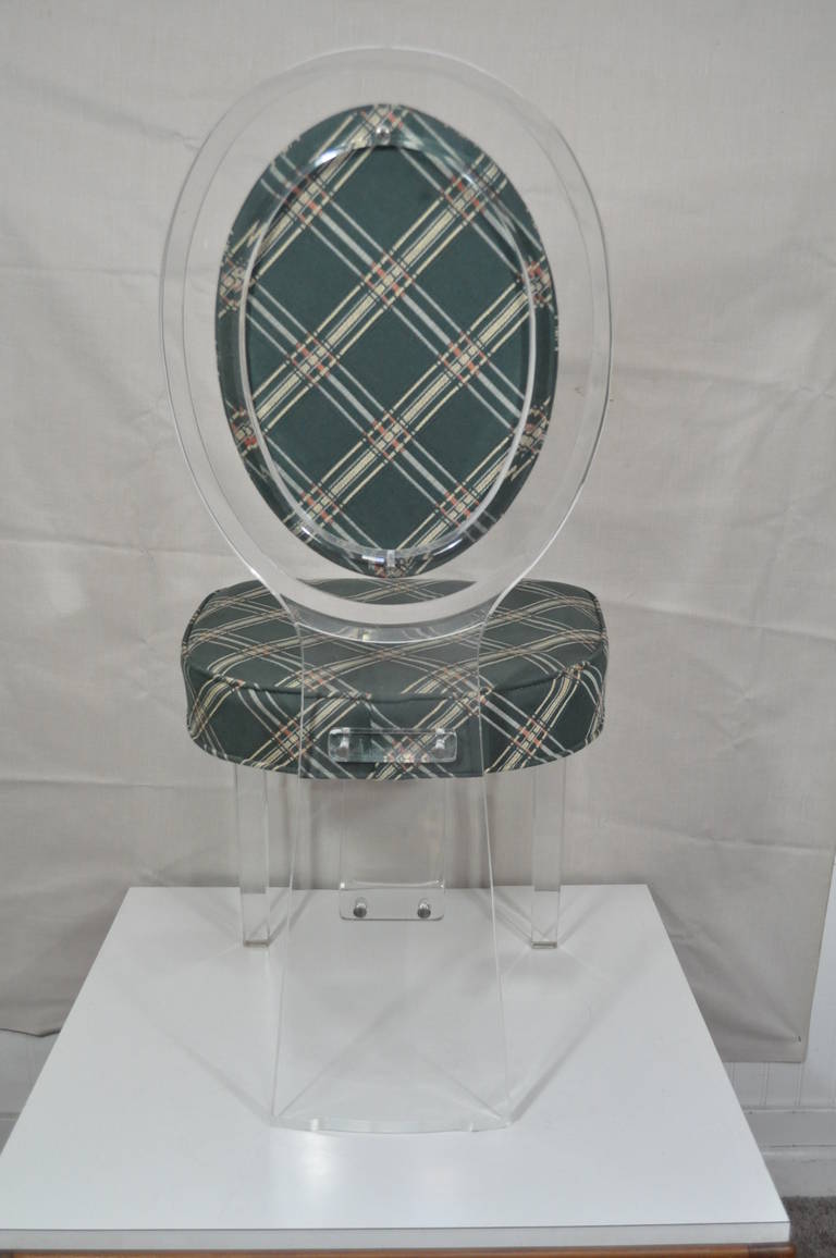 American Oval Back Lucite Vanity Chair Attributed to Charles Hollis Jones for Hill Mfg