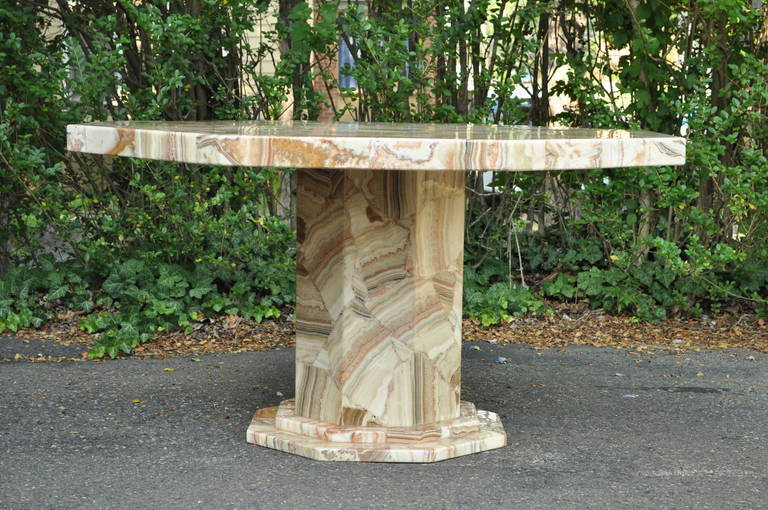 Mid-Century Modern Fine Mosaic Agate & Resin Pedestal Base Dining or Center Table attr to Muller's