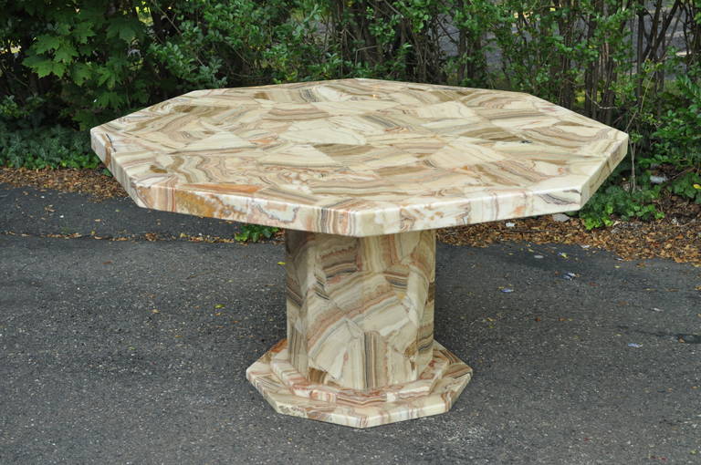 Fine Mosaic Agate & Resin Pedestal Base Dining or Center Table attr to Muller's 4