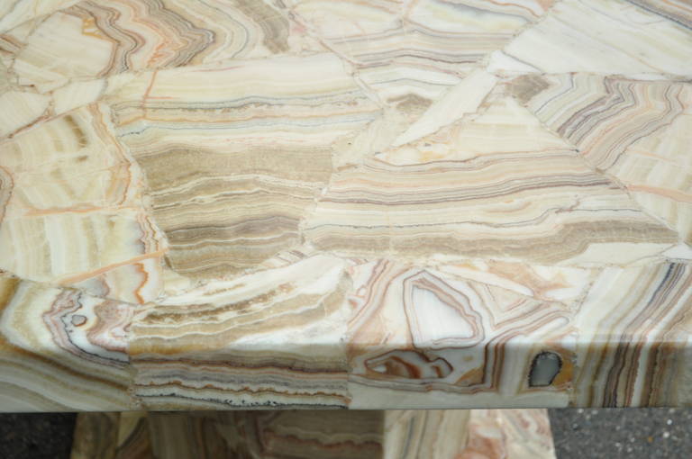 Fine Mosaic Agate & Resin Pedestal Base Dining or Center Table attr to Muller's In Good Condition In Philadelphia, PA