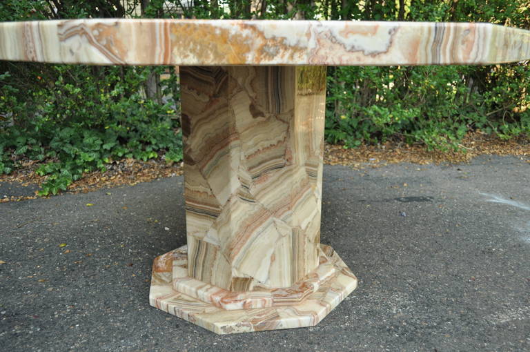 Unknown Fine Mosaic Agate & Resin Pedestal Base Dining or Center Table attr to Muller's